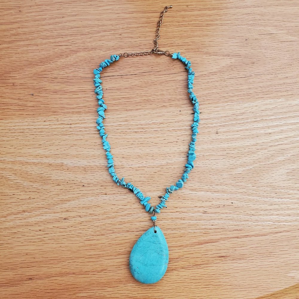 Apt. 9 Turquoise Teardrop Stone Pendant Necklace - Picture 2 of 5